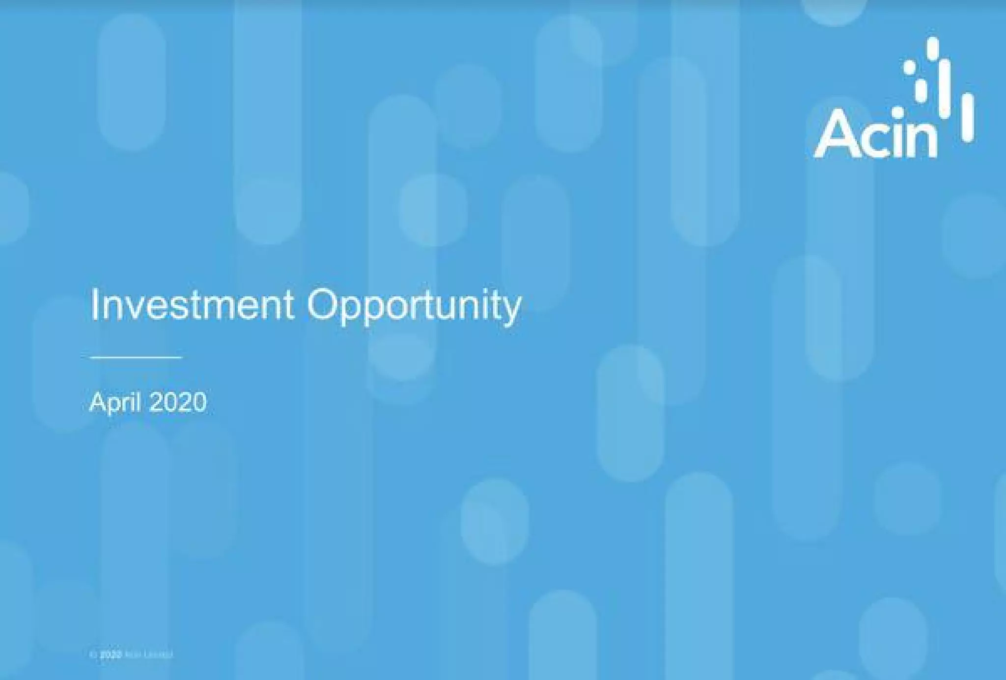Acin pitch deck slide 1