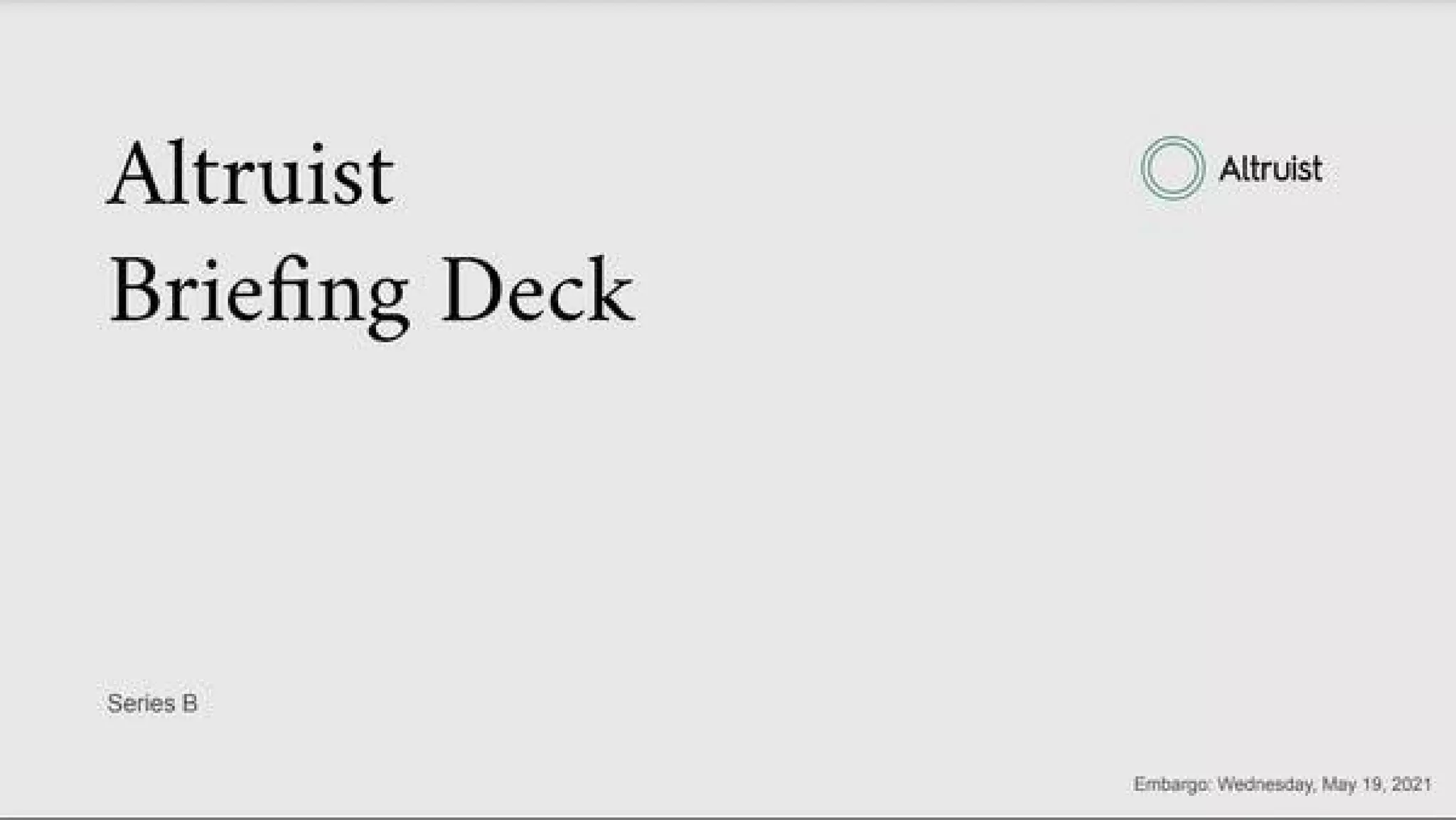 Altruist pitch deck slide 1