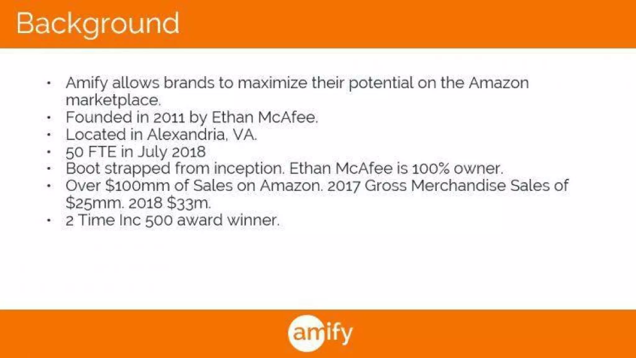 Amify pitch deck slide 2