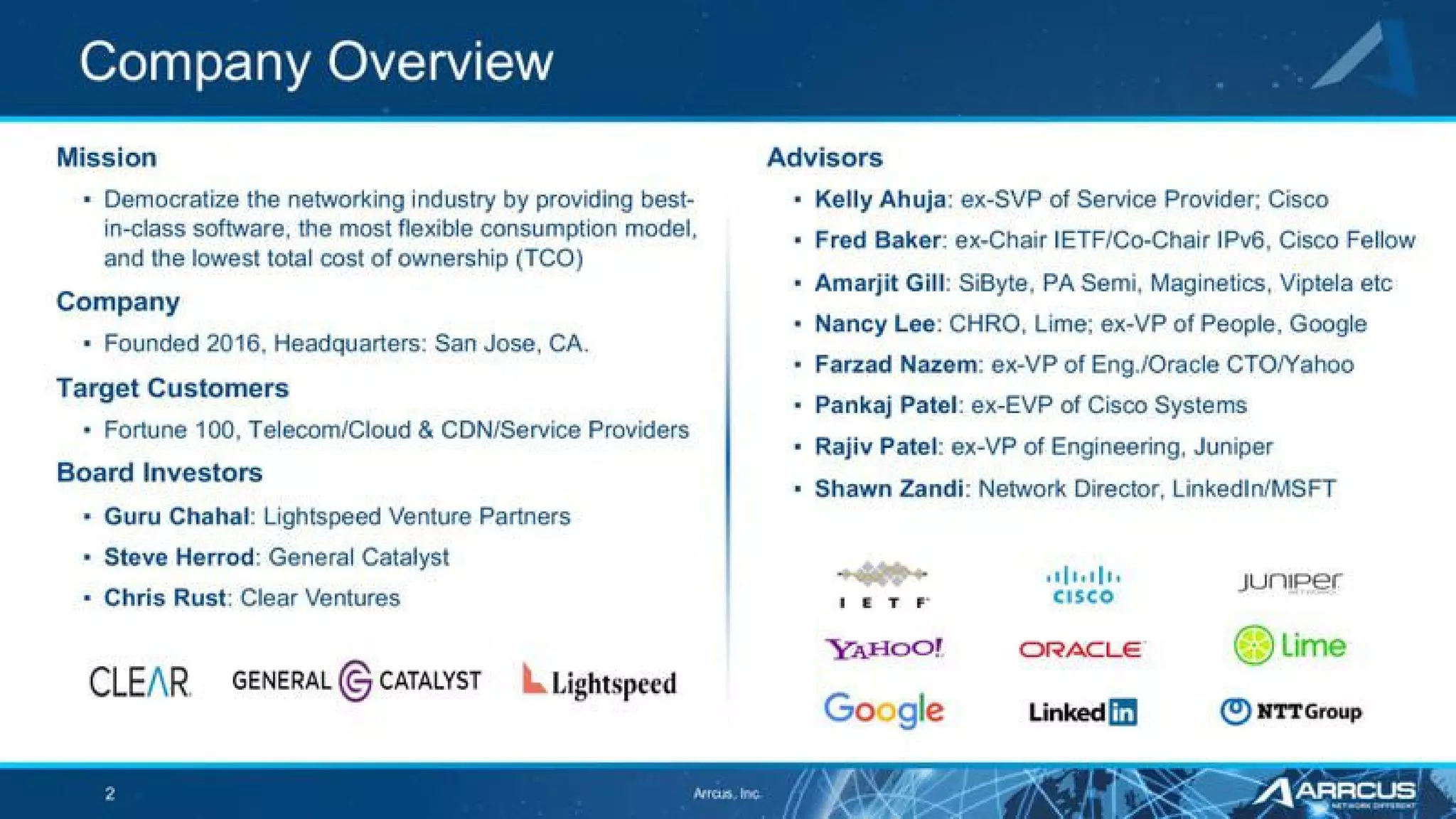Arrcus pitch deck slide 2