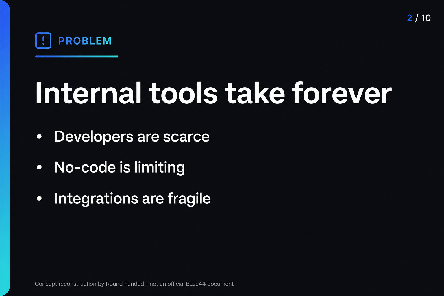 Base44 pitch deck slide 2