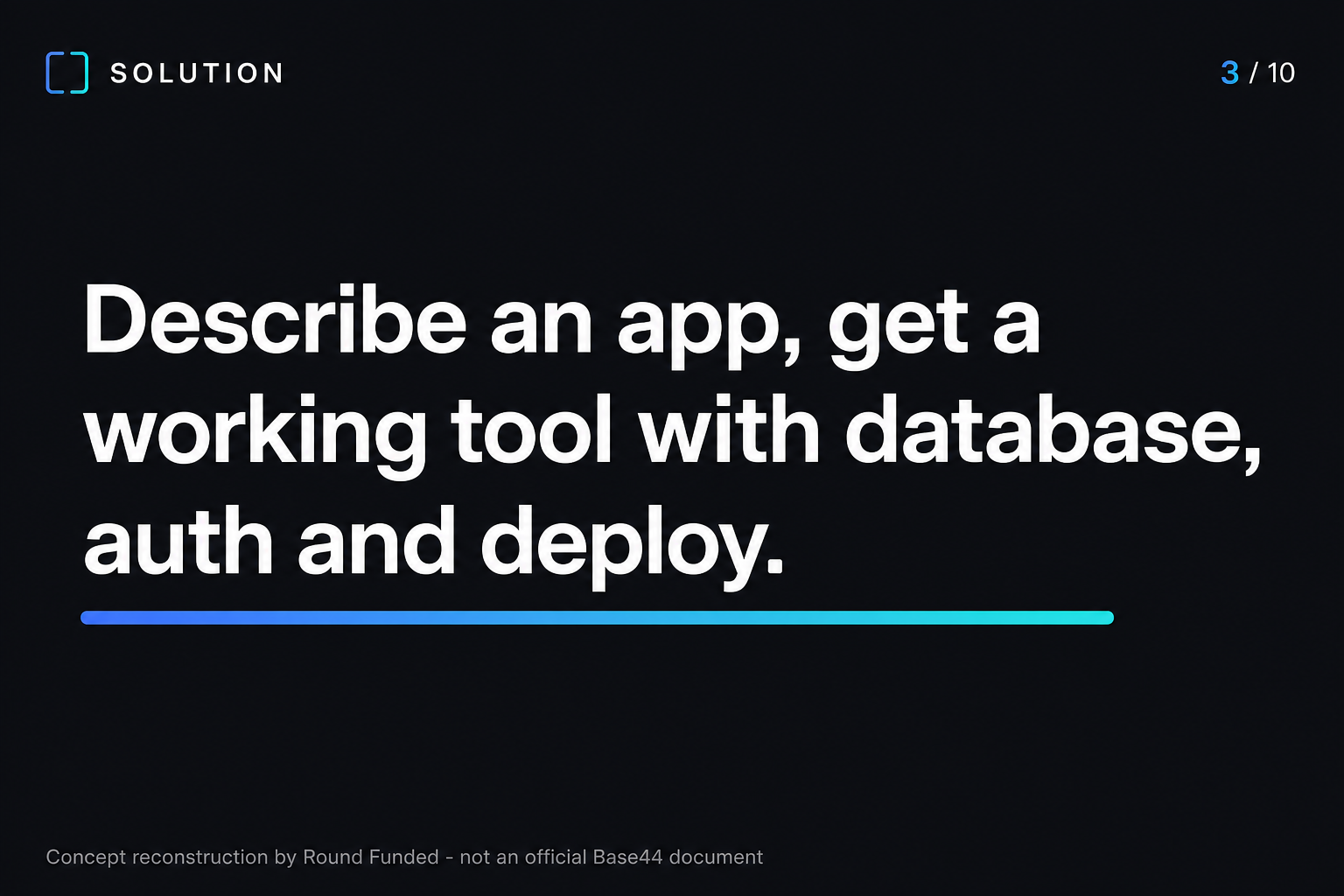 Base44 pitch deck slide 3