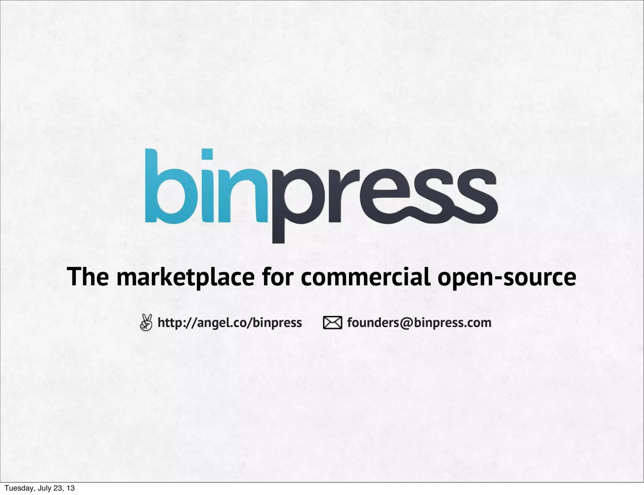 Binpress pitch deck slide 1