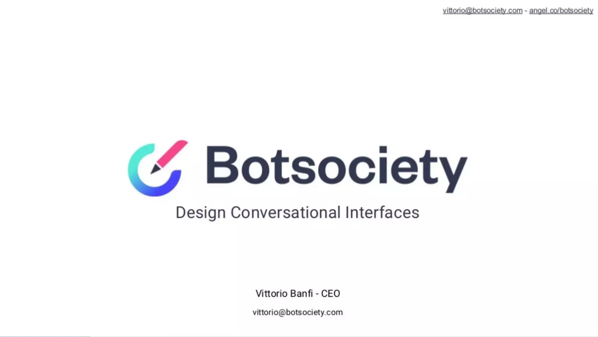 Botsociety pitch deck slide 1