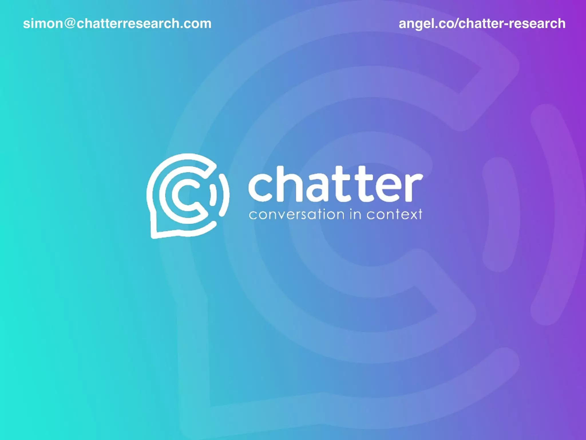 Chatter Research pitch deck slide 1