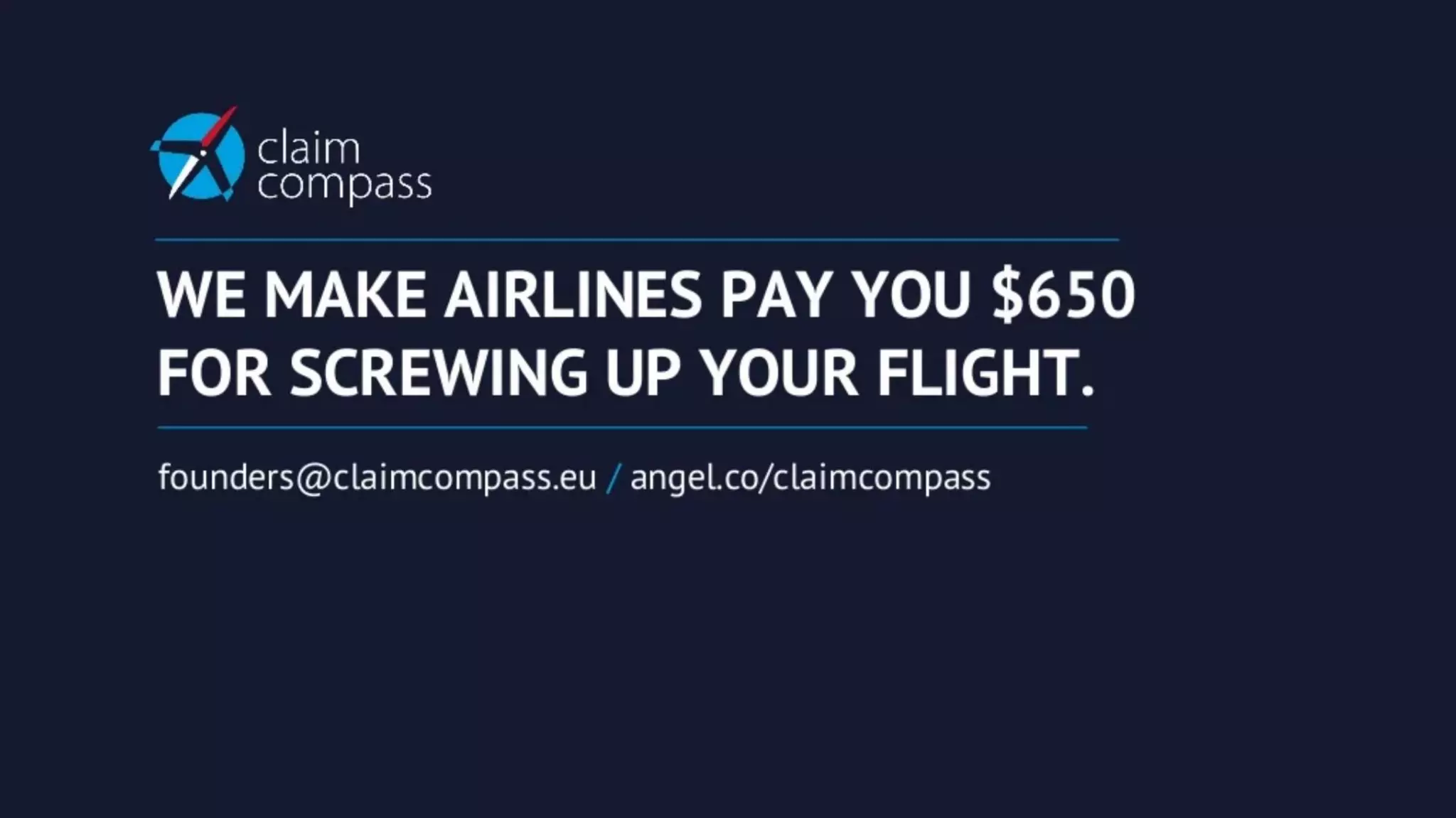 Claim Compass pitch deck slide 1