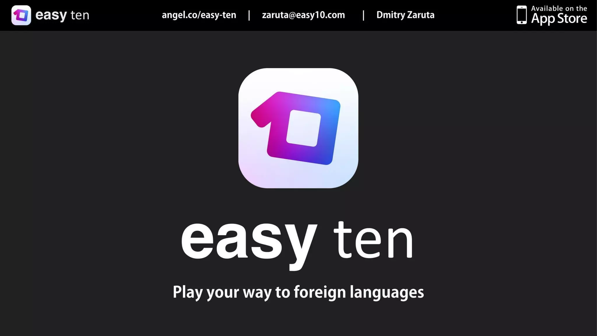 Easy Ten pitch deck slide 1