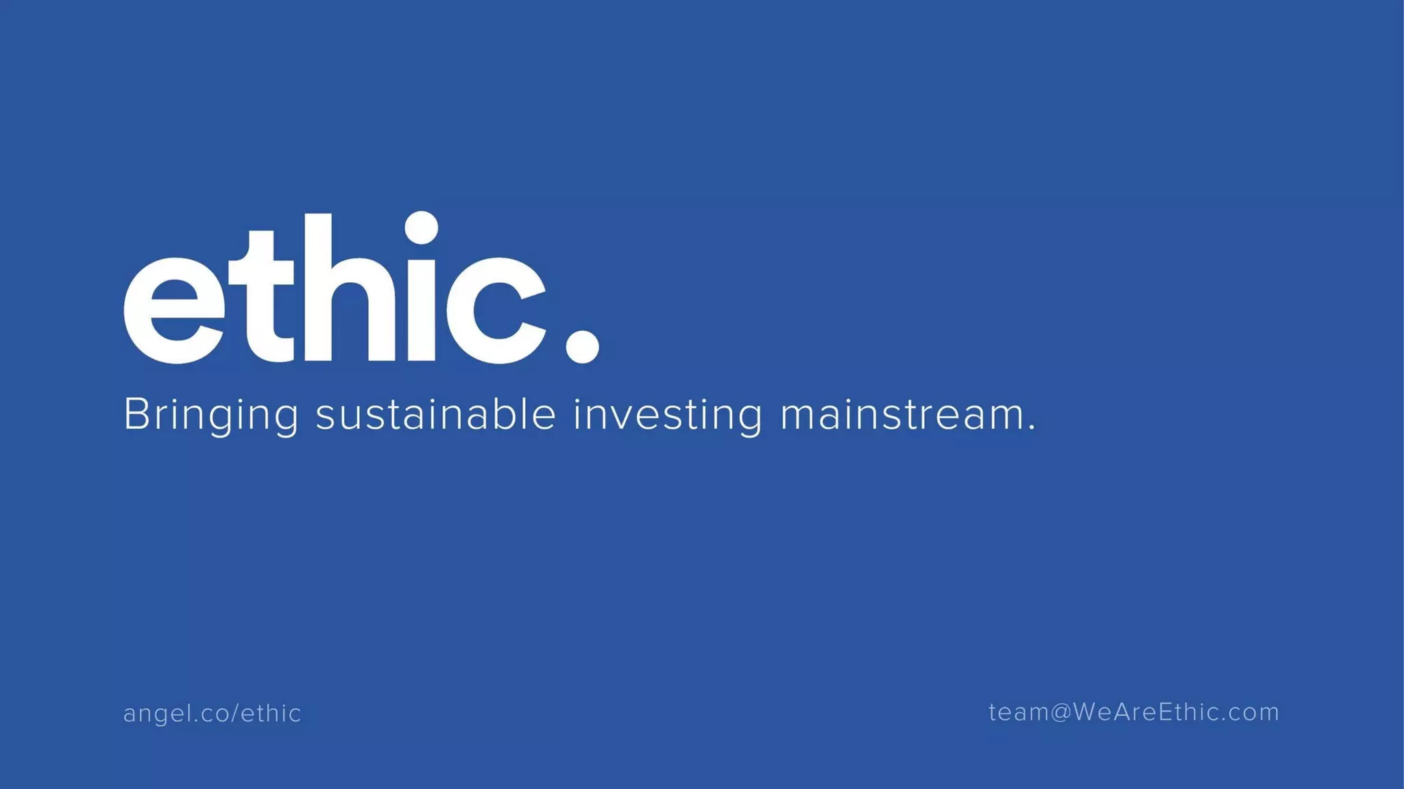 Ethic pitch deck slide 1