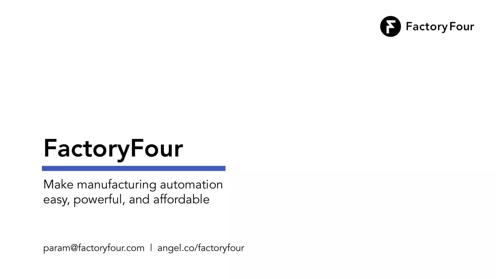 Factory Four pitch deck slide 1