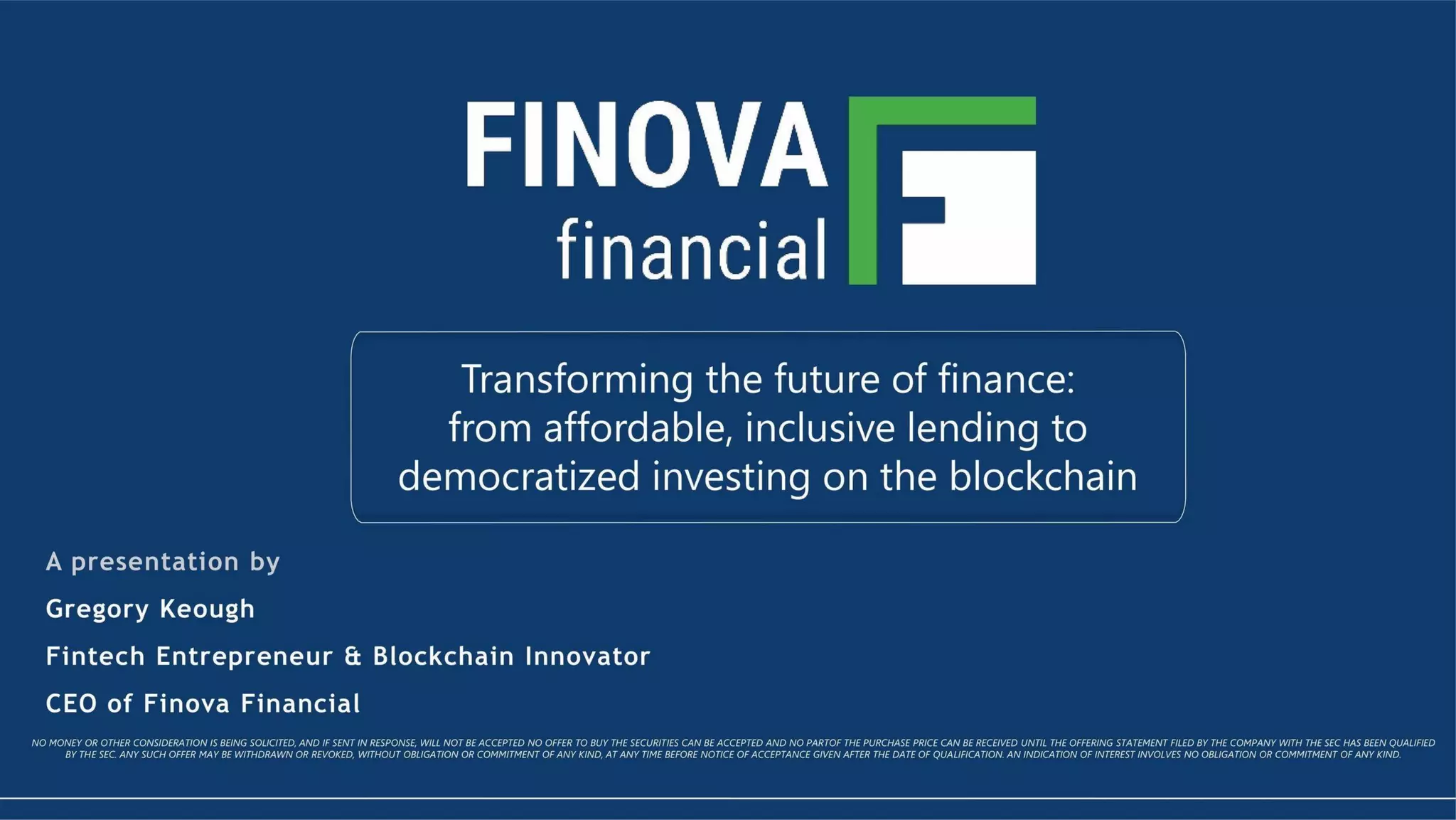 Finova Financial pitch deck slide 1