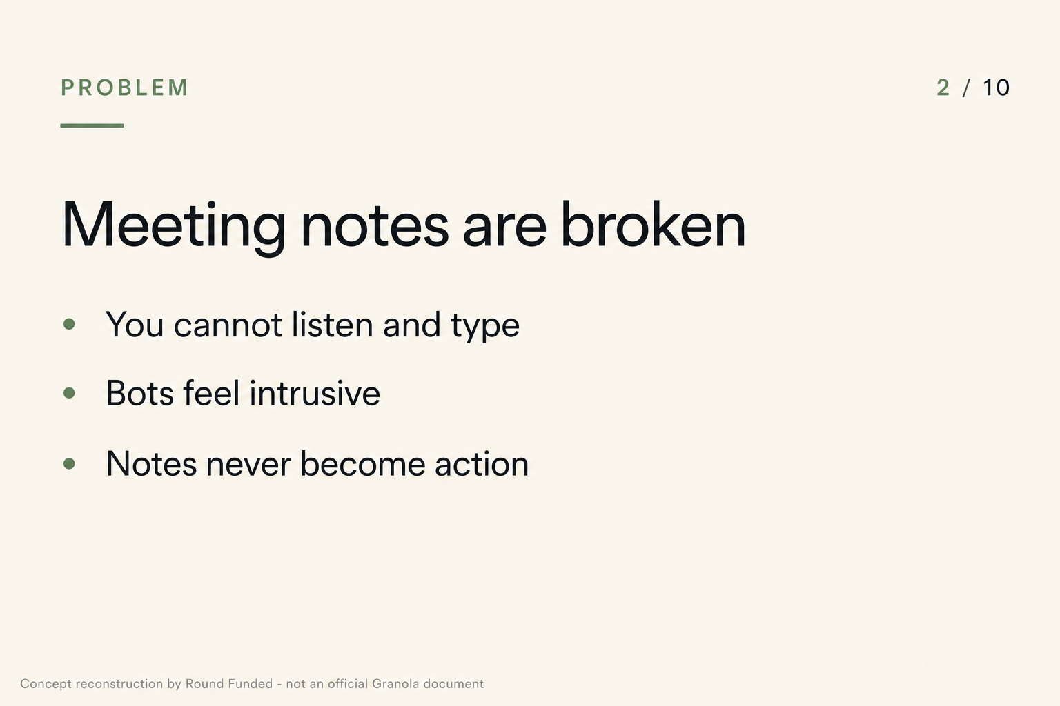Granola pitch deck slide 2