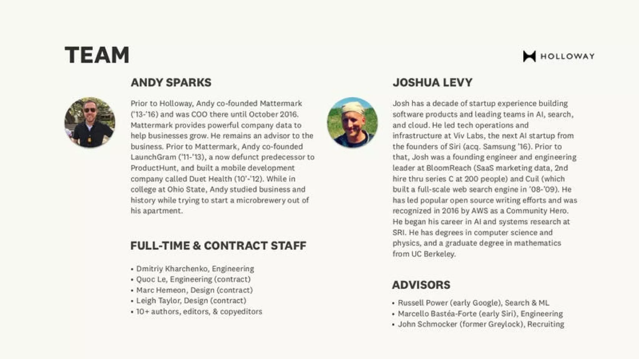 Holloway pitch deck slide 2