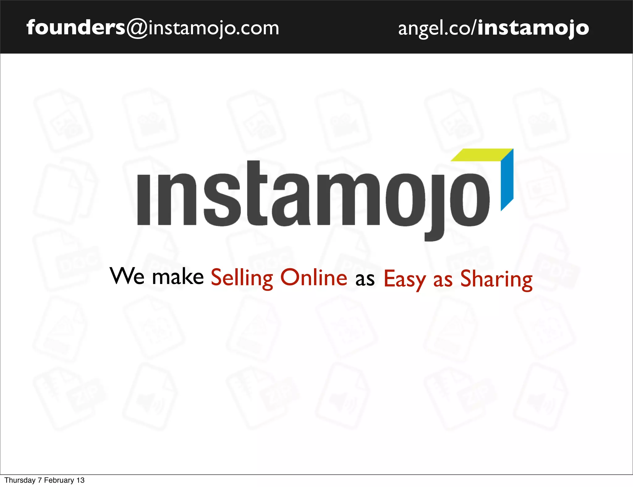 Instamojo pitch deck slide 1