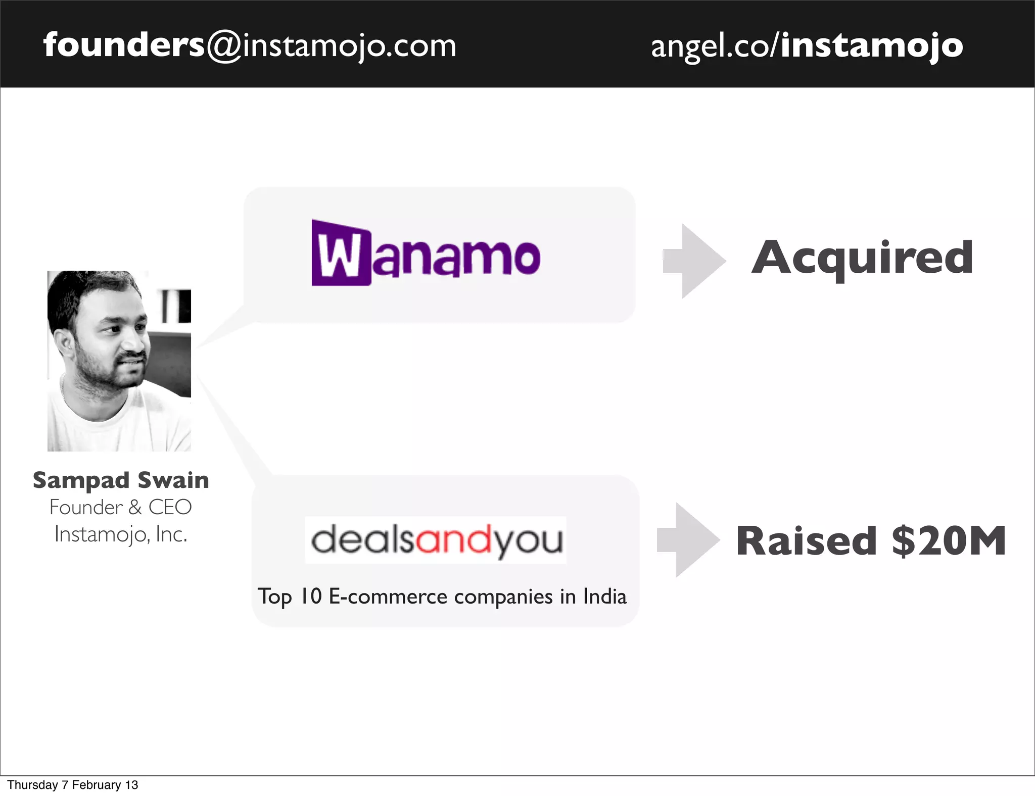 Instamojo pitch deck slide 2