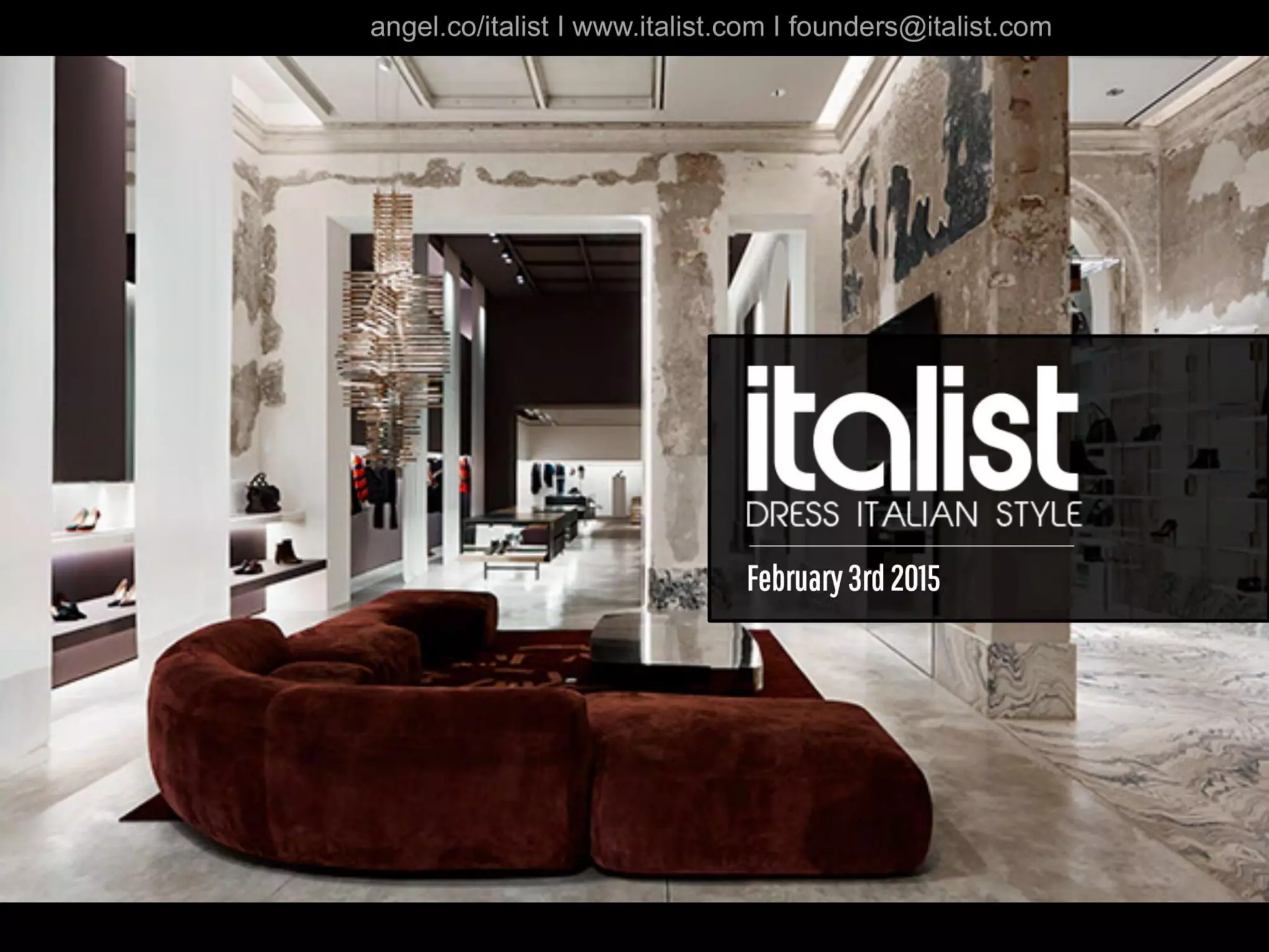 Italist pitch deck slide 1