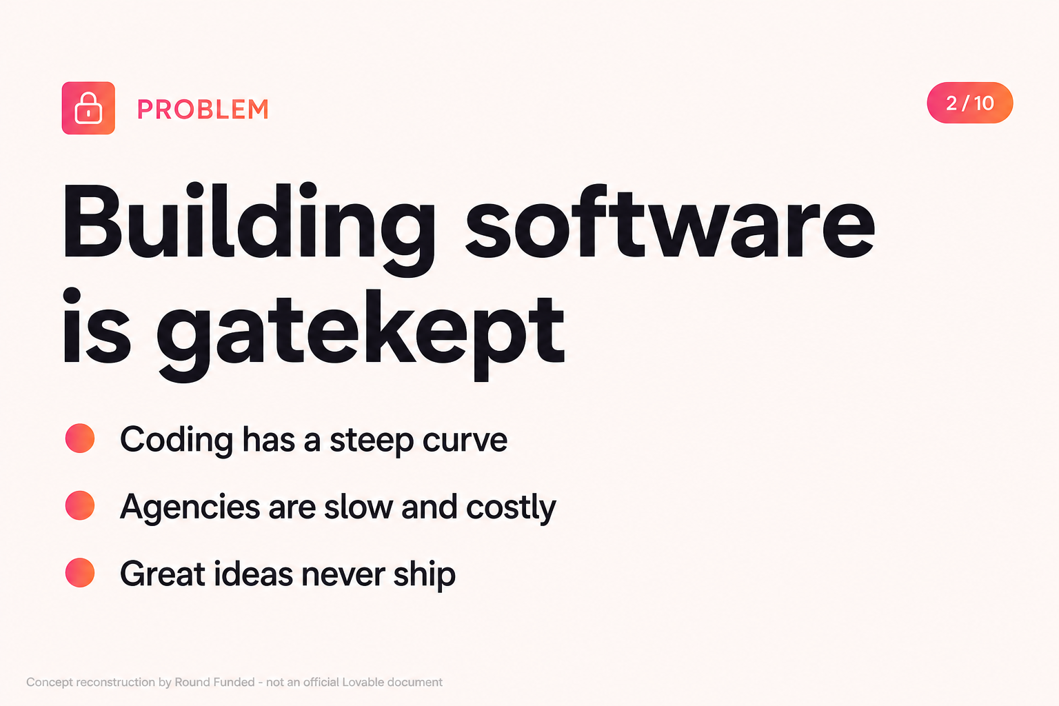 Lovable pitch deck slide 2