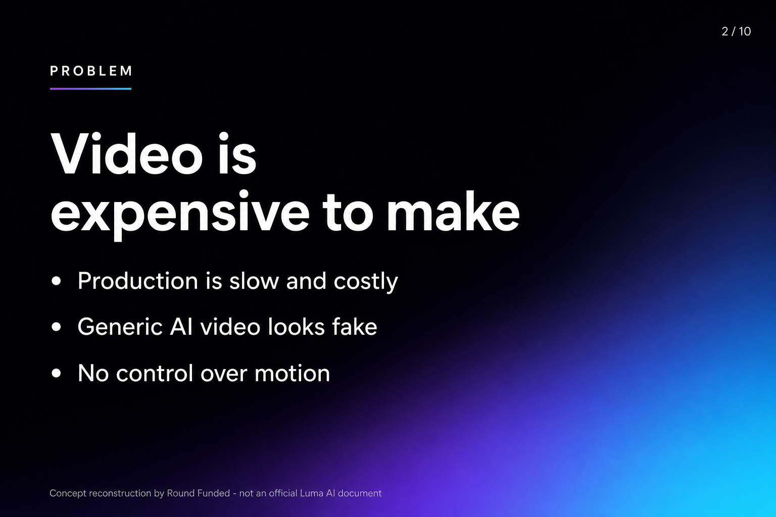 Luma AI pitch deck slide 2