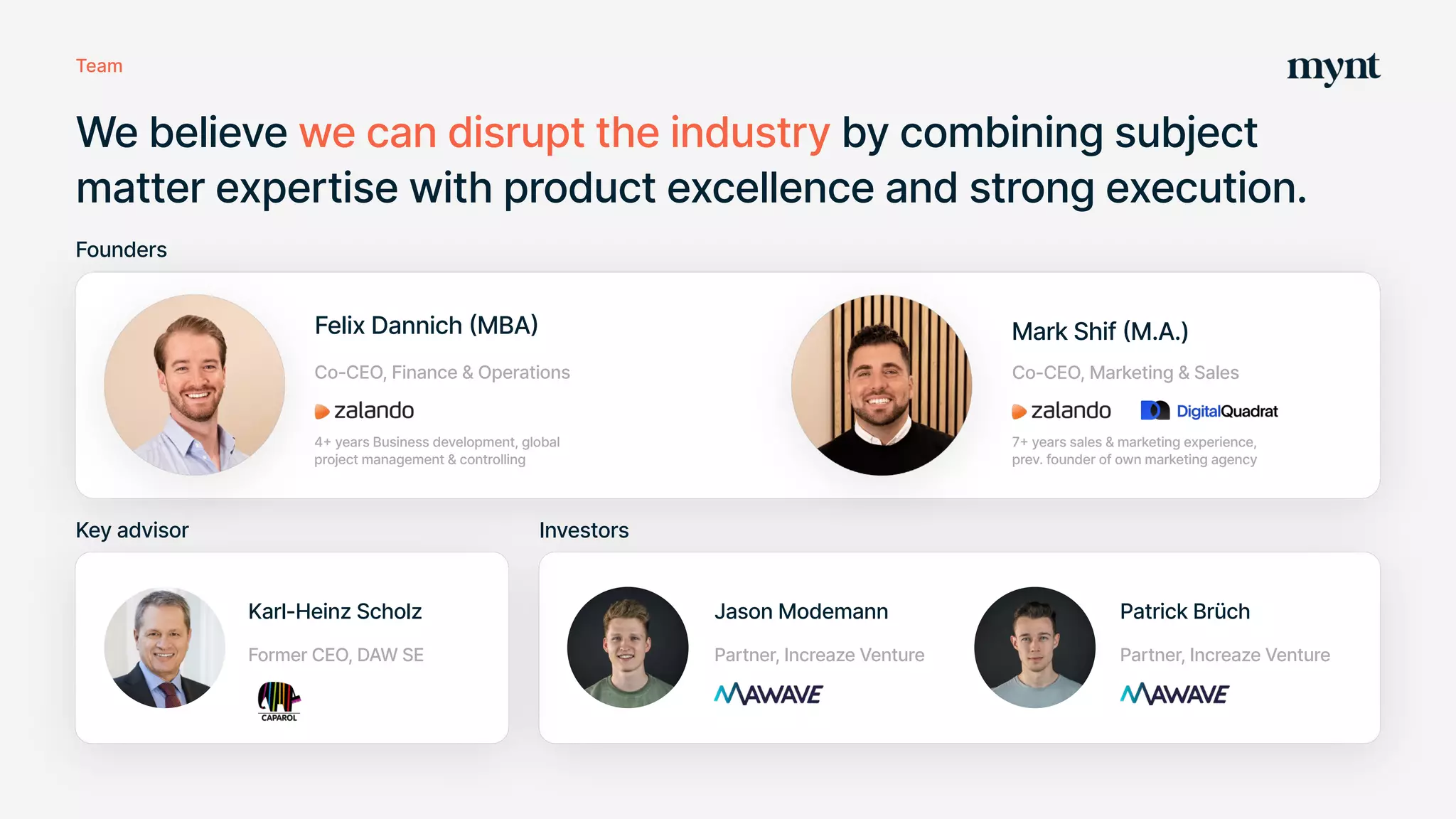 Mynt pitch deck slide 2