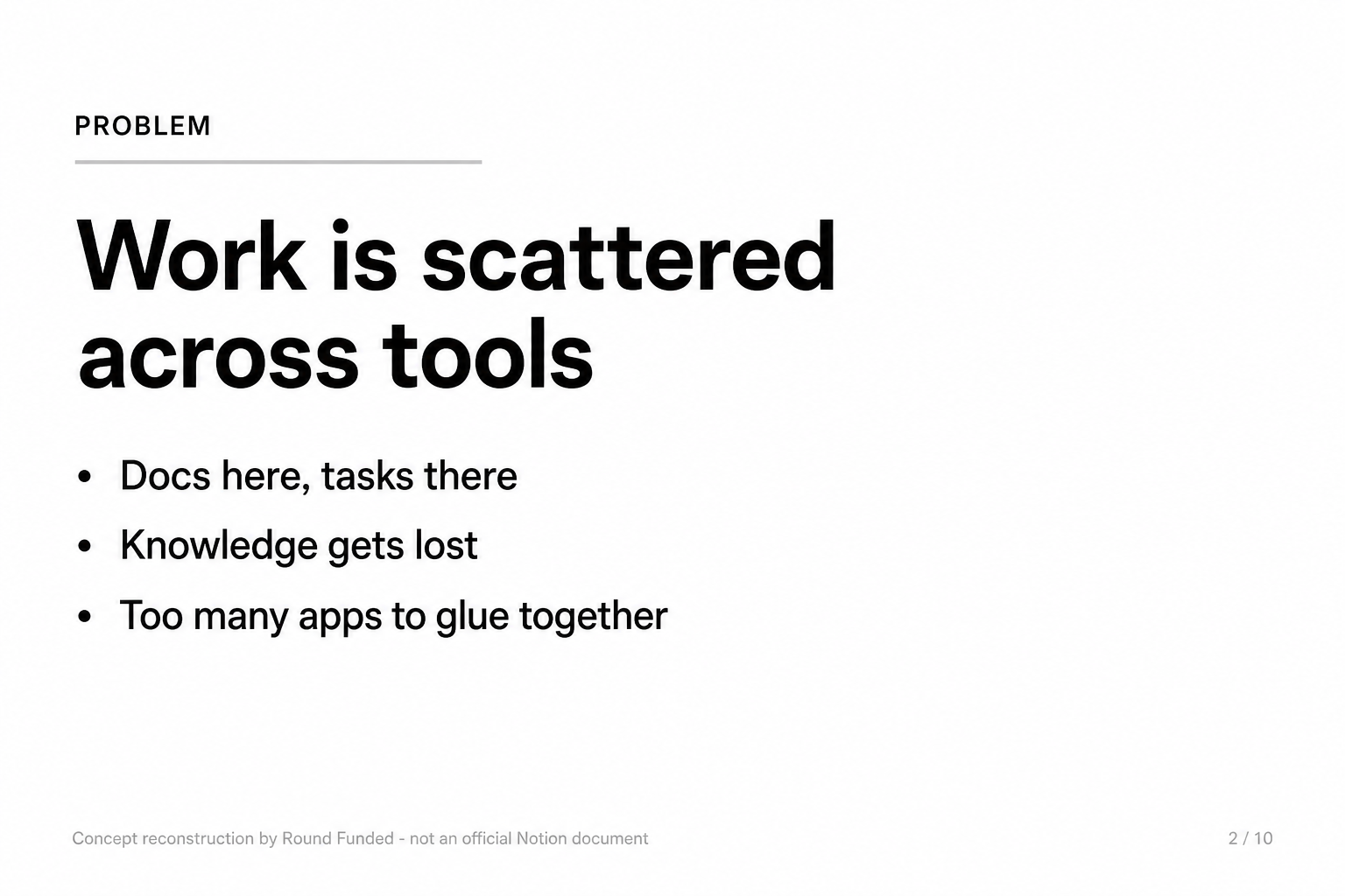 Notion pitch deck slide 2
