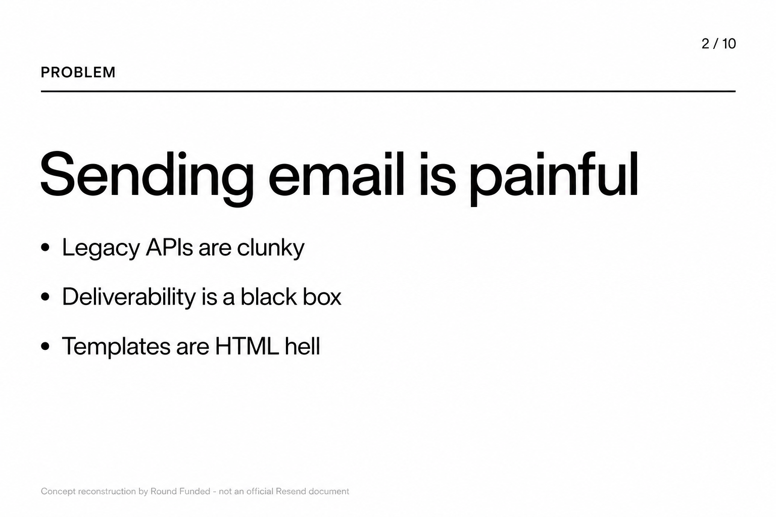 Resend pitch deck slide 2