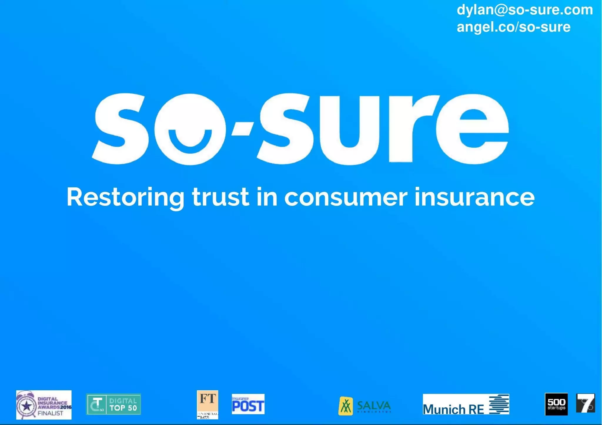 So Sure pitch deck slide 1