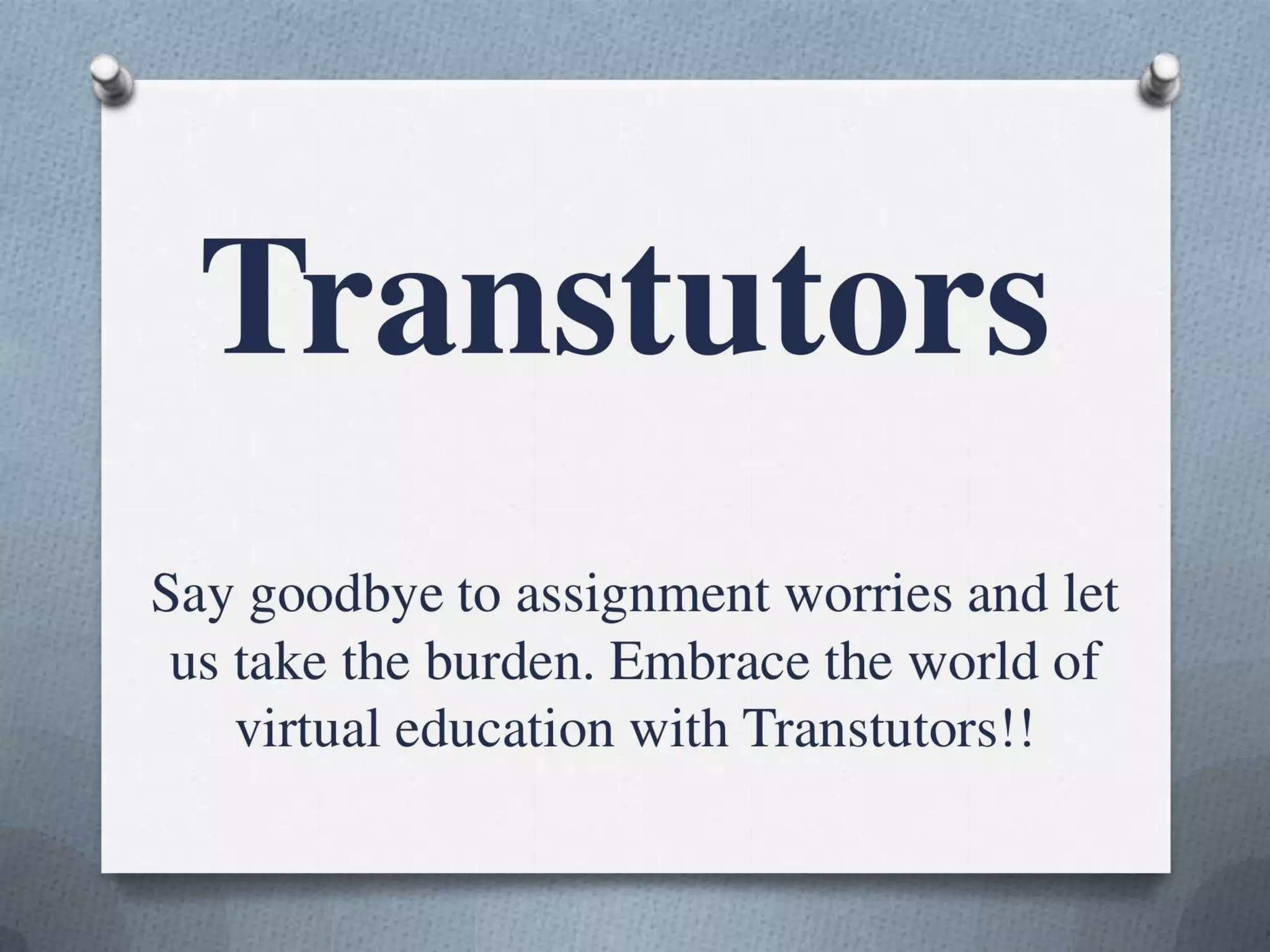 Transtutors pitch deck slide 1