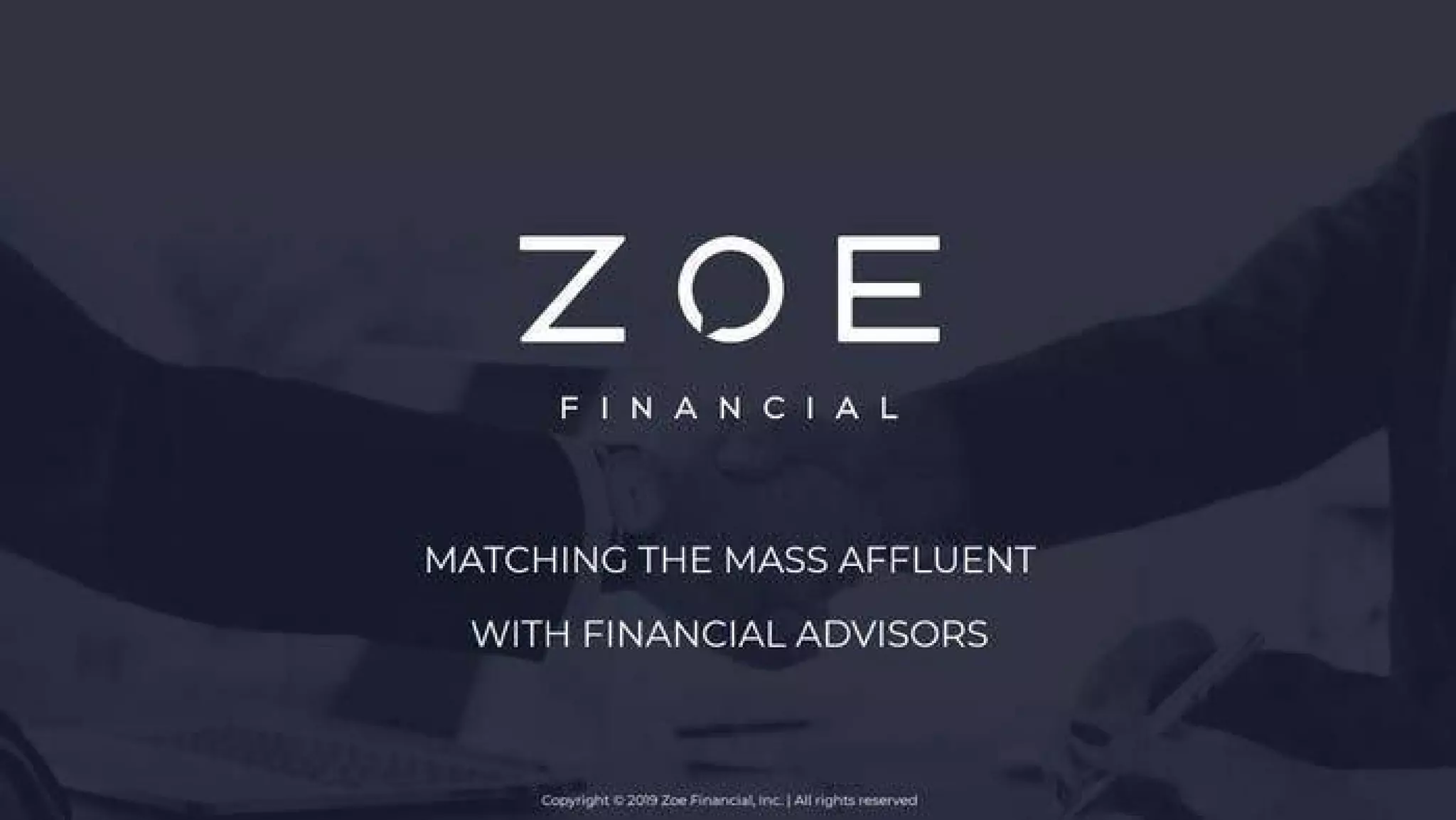 Zoe Financial pitch deck slide 1